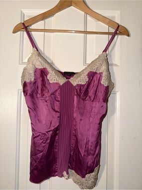 Bebe Women’s Lace Trim Cami Top L